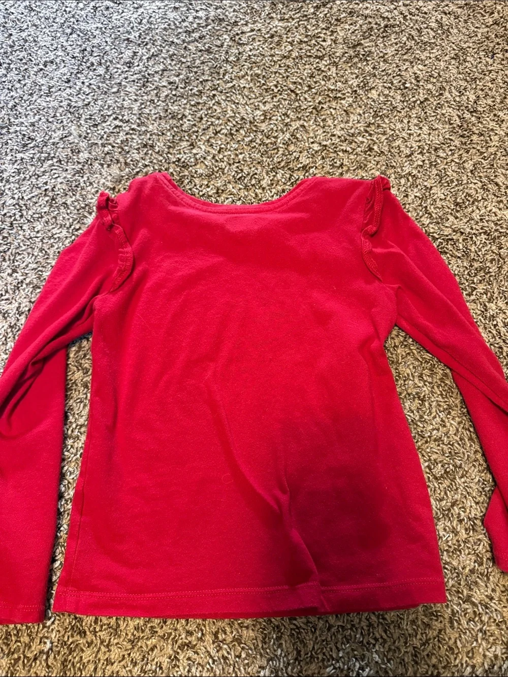 Girls' Red Long-Sleeve Top with Gold 'Love Yourself' Graphic